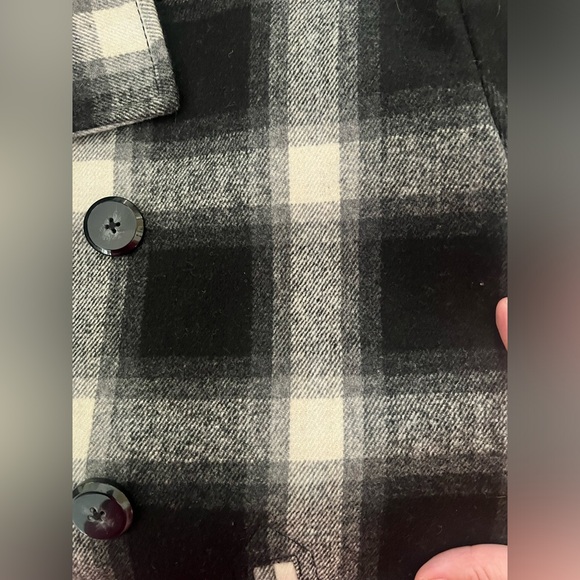 Old Navy - black, white and grey checkered double breasted coat - Picture 7 of 12